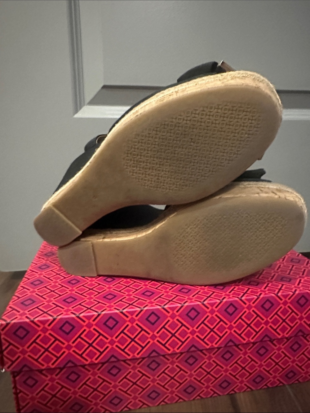 Tory Burch Black Bow Espadrille Wedge Sandals - Picture 6 of 7
